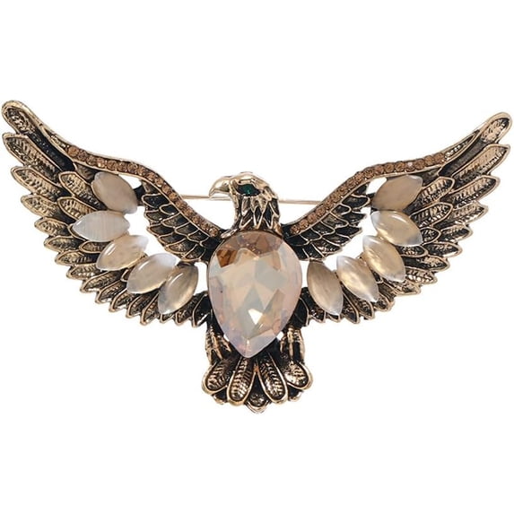 Rhinestone Eagle Bird Brooch Pin for Women Men Vintage Teardrop Green Crystal Eye Flying Animal Brooches Lapel Elegant Hat Bag Suit Costume Accessories Jewelry Father Friend