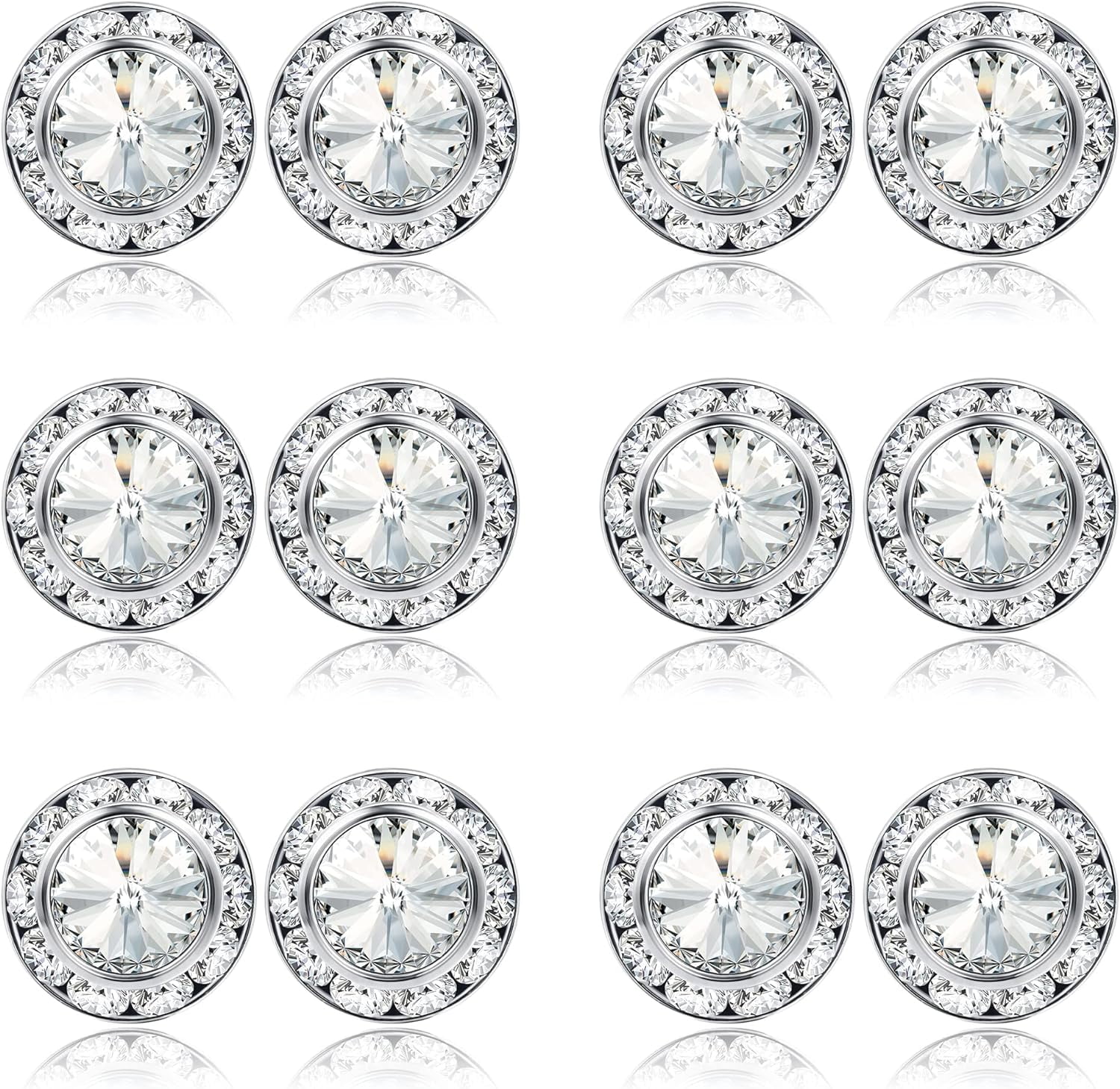 Rhinestone Earrings Round Shaped Acrylic Stone Inside Crystal Halo Stud