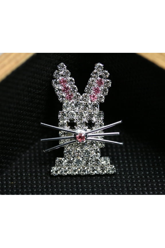 Rhinestone Easter Bunny Brooch and Earrings Set, Easter Rabbit Pin, Easter Rabbit Earrings, Easter Jewelry Gift