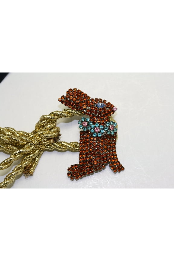 Rhinestone Easter Chocolate Bunny Brooch Pin, Easter Bunny Rabbit Jewelry Gift