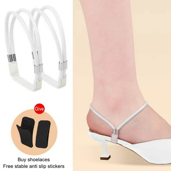 Rhinestone Elastic High Heel Shoe Straps - Anti-Slip Replacement Ankle Straps for Women, Adjustable & Detachable Heel Support for Pumps & Sandals, 1 Pair with 2 Non-Slip Stickers