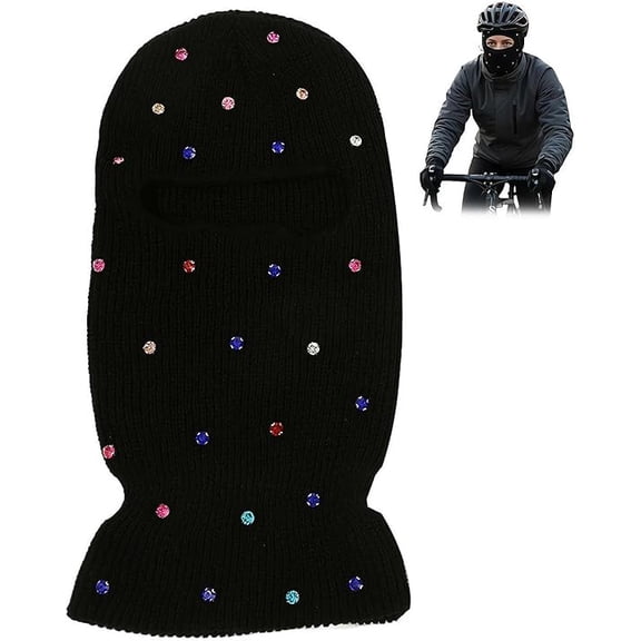 Rhinestone Embroidered Balaclava Face Mask - Shiny Winter Full Face Cover for Skiing, Snowboarding, Cycling, Motorcycle, Cold Weather Sports for Women & Men(XX)