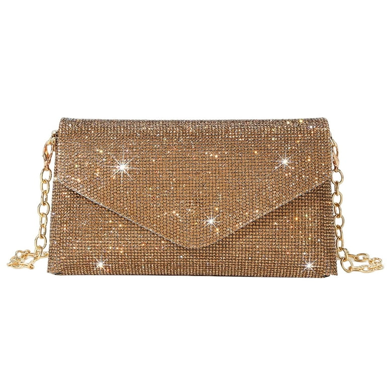 Rhinestone Envelope Clutch Bag Chain Glitter Evening Bag