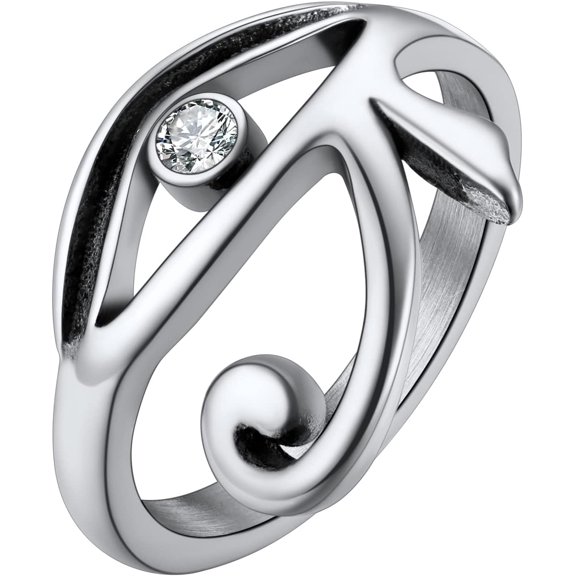 Rhinestone Eye of Horus Ring, Ankh Cross RNG, Stainless Steel/Black/18K Gold Plated Egypt Rings, Protection Rings for Men Women Size 7-14