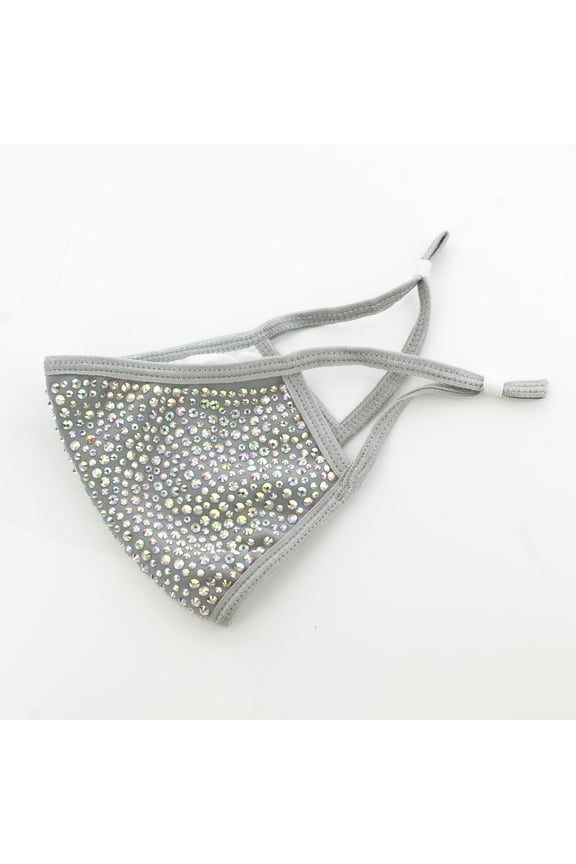 Rhinestone Fabric Face Masks with Filters - Gray