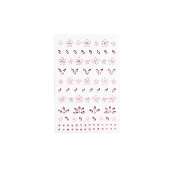 Rhinestone Face Gems Floral Face Adornments 5 X 3.5 Inch Self-Adhesive Face Jewels Sparkly Face for Stage Performance Rave Events Holiday Party Decor Pink 1 Pack