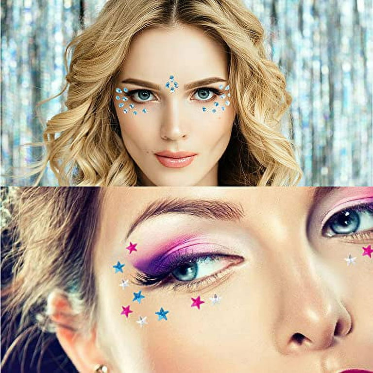 Rhinestone Face Gems Jewels, Crystal Stars Eye Jewel Sticker and Mermaid  Tear Face Gems Bindis, Festival Face Gems Stick on Eye Corner Forehead Body