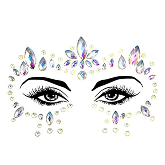 Rhinestone Face Gems Jewels, Rave Crystals Face Gems Stick on, for Festival Rave