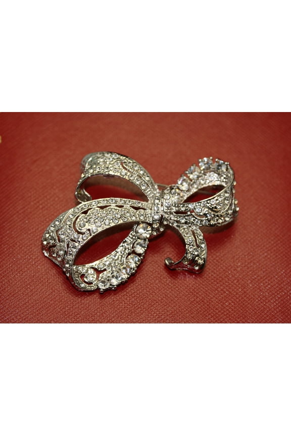 Rhinestone Fashion Ribbon Bowknot Bow Tie Flower Brooch Retro Diamond Exquisite Brooch For Wedding Bridal Invitation Decoration