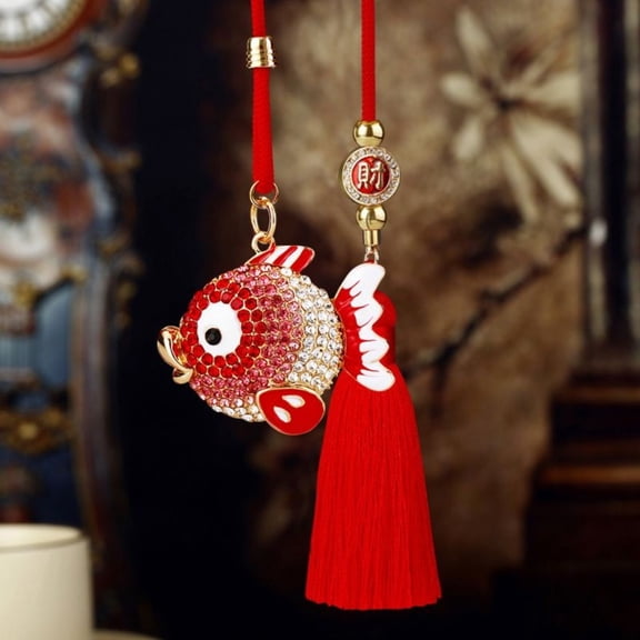 Rhinestone Fish Car Hanging Rearview Mirror Pendant Home Decor