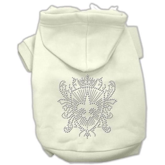 Rhinestone Fleur De Lis Shield Hoodies Cream XL - 16