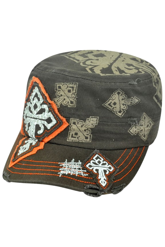 Rhinestone Flex Fit One Size Military Fatigue Gems Women Hat Cap Celtic Cross