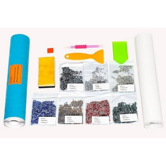 Rhinestone Flock Template Stencil - 3 Yards Flock & Mylar - 7 Colors Hotfix Rhinestones with Brush