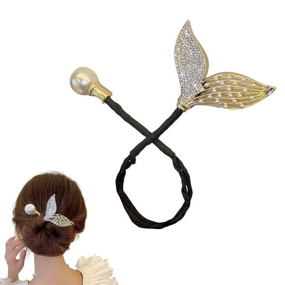 Rhinestone Flower Hair Clip, Lazy Hair Curler Deft Bun Maker, Whale Tail Rhinestone Flower Hair Clip, Ocean Blue Feather Hairpin, Elegant Hair Clip for Women (#6)