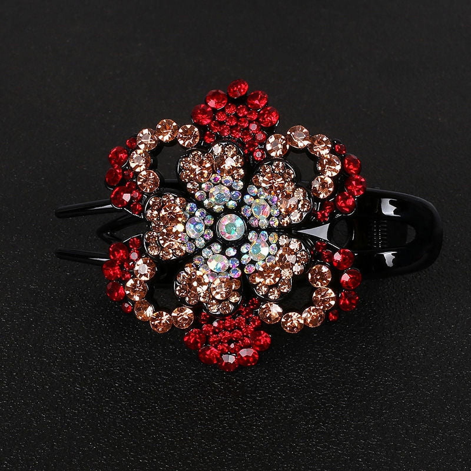 Zoizocp Rhinestone Flower Hair Clip, Crystal Duckbill