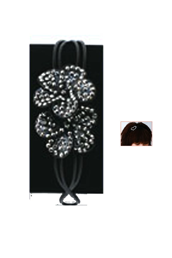 Rhinestone Flower Tiera - Black Euro Fashion Headband