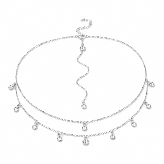 Rhinestone Forehead Chain Headpiece, Alloy Multi Layer Hair Jewelry, 21.65" Bridal Face Chain with Drop Pendant for Wedding Dress, Evening Gown and Banquet Styling