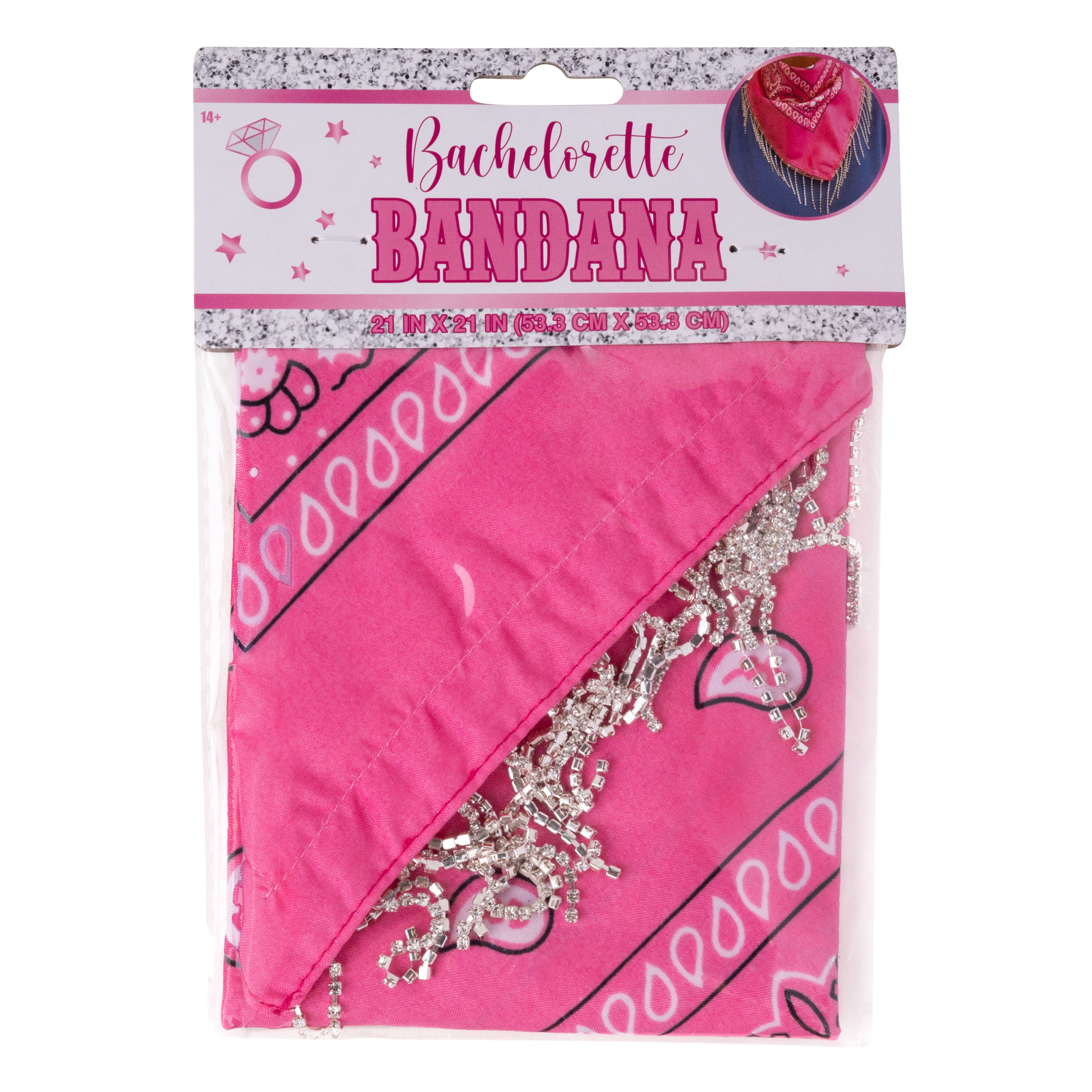 Rhinestone Fringe Pink Bandanna