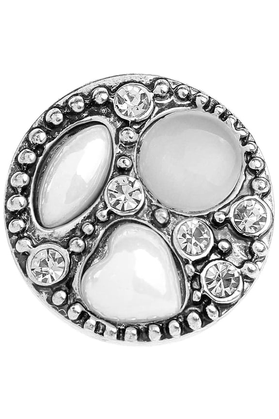 Snap Jewelry 18MM Rhinestone Gem Ginger Charm in White and Gray