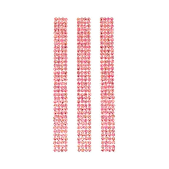 Rhinestone Gems Sticker Strips, Pink, 7-3/4-Inch, 3-Count