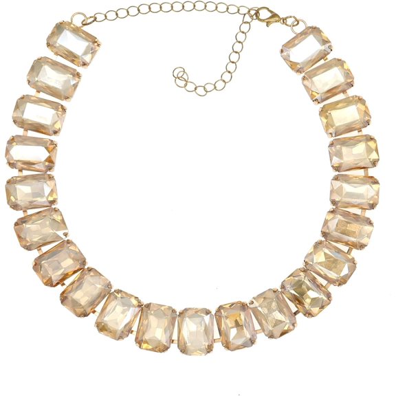 Rhinestone Gemstone Choker Collar Necklace for Women Sparkly Colorful Emerald Neck Chain Statement Necklace