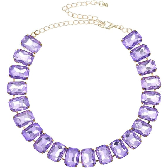 Rhinestone Gemstone Choker Collar Necklace for Women Sparkly Colorful Emerald Neck Chain Statement Necklace