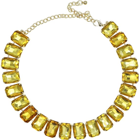 Rhinestone Gemstone Choker Collar Necklace for Women Sparkly Colorful Emerald Neck Chain Statement Necklace