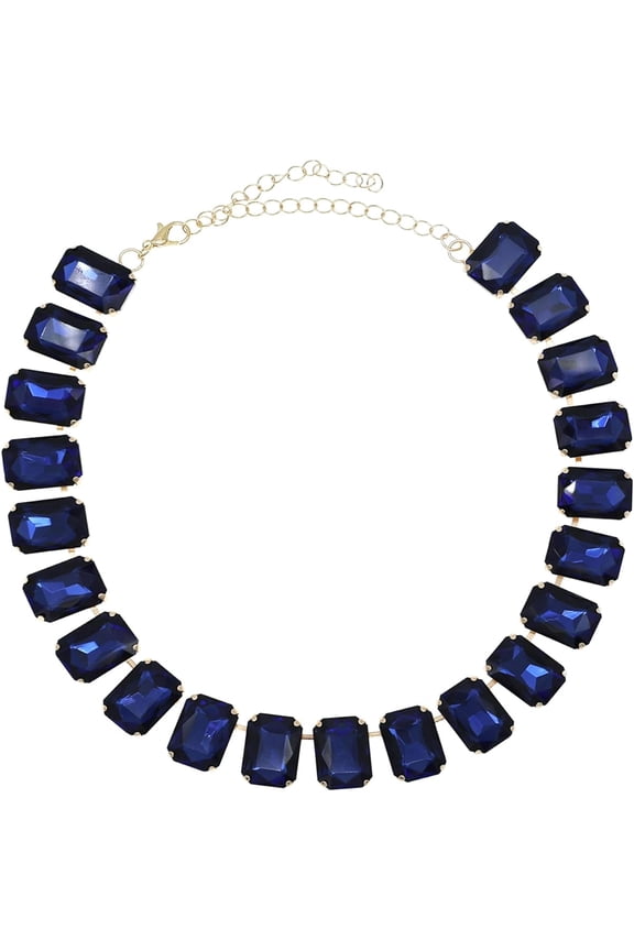 Rhinestone Gemstone Choker Collar Necklace for Women Sparkly Colorful Emerald Neck Chain Statement Necklace