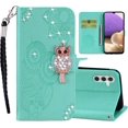 thumbnail image 1 of Rhinestone Glitter Flip Wallet Case for Samsung Galaxy A25 5G for Women, PU Leather Crystal Diamond Owl with Card Slot Cash Pockets Cover Case for Samsung Galaxy A25 5G MTY-Green, 1 of 16