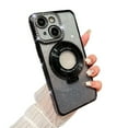 thumbnail image 1 of Rhinestone Glitter Plated Bling Luxury Phone Case with Holder Stand for Women,Stylish Apple iPhone Case Compatible with Magsafe,iPhone 15 Pro Max Case(Black), 1 of 8
