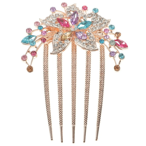 KALLORY Rhinestone Flower Hair Comb, Vintage Wedding Side Hair Insert Comb, Hair Accessories for Women and Girls