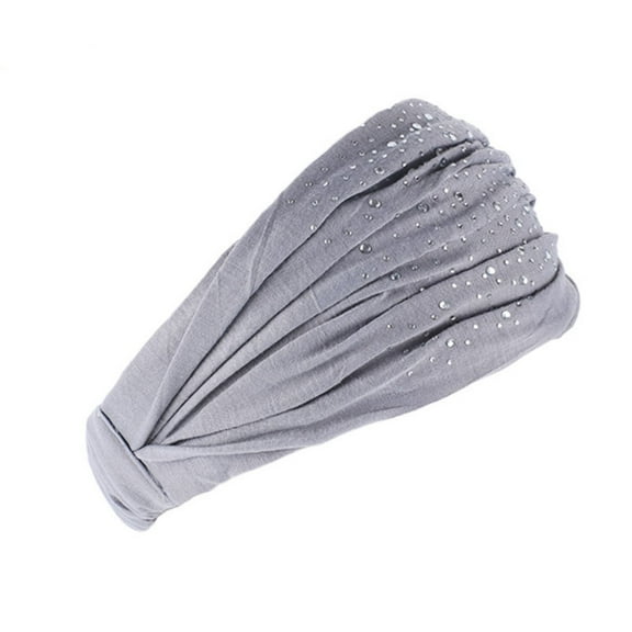 Rhinestone Hair Band | Sparkling Headpiece for Parties, Prom & Special Occasions Under 5$, Hontri Wide Headbands Head Turban Elastic African Head , Grey, One Size