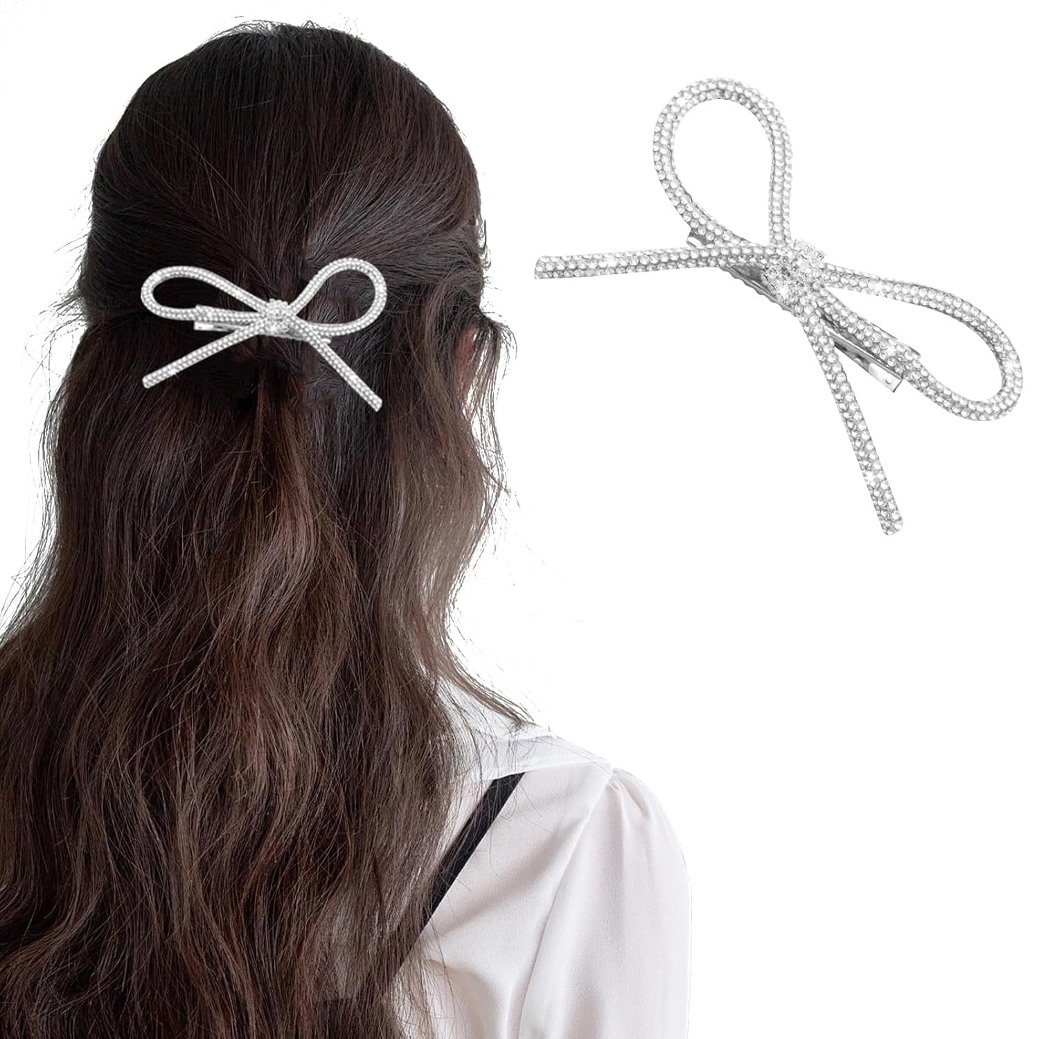 Rhinestone Hair Bows,Cute Bling Bowknot Clip,Crystal Hair 