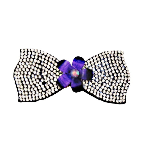 Rhinestone Hair Clips Crystal Bow Hairclip Barrette, Purple