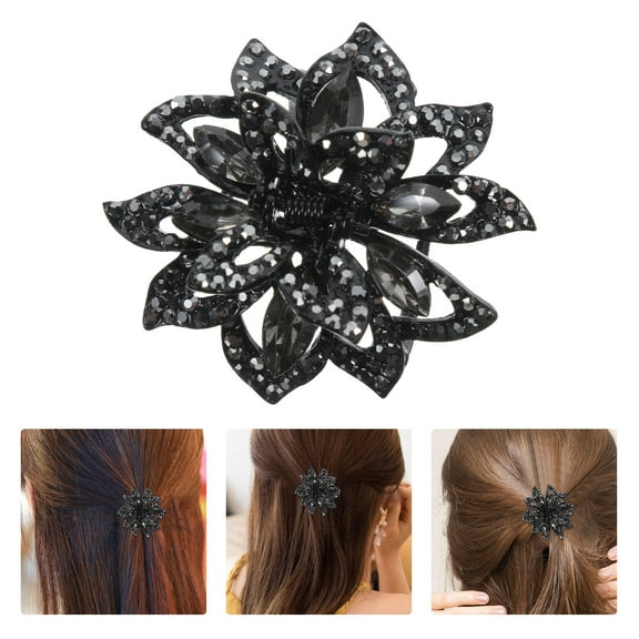 FRCOLOR Rhinestone Flower Claw Clips Durable Hair Clip for Women 1Pack