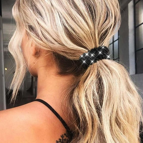 Rhinestone Hair Tie Fancy Ponytail Holders Sparkly Beaded Scrunchies Hair Accessories (Type A)