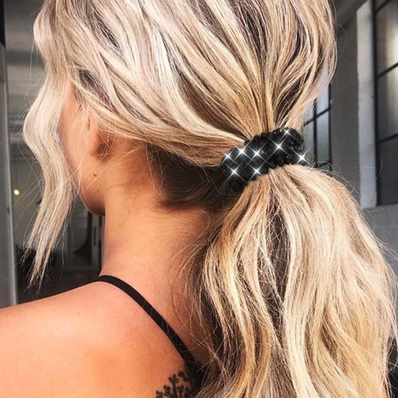 Rhinestone Hair Tie Fancy Ponytail Holders Sparkly Beaded Scrunchies Hair Accessories (Type A)