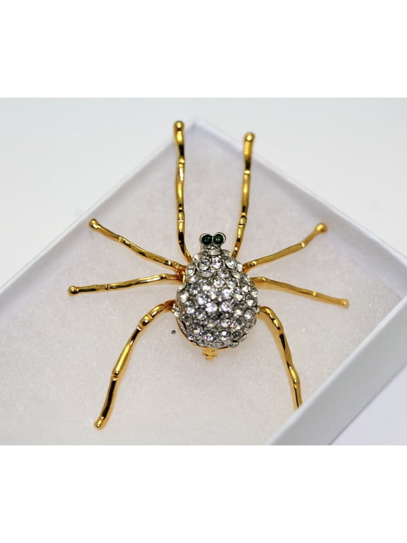 Rhinestone Halloween Crystal Spider Brooches Pins For Man Women Insect Brooch Pin