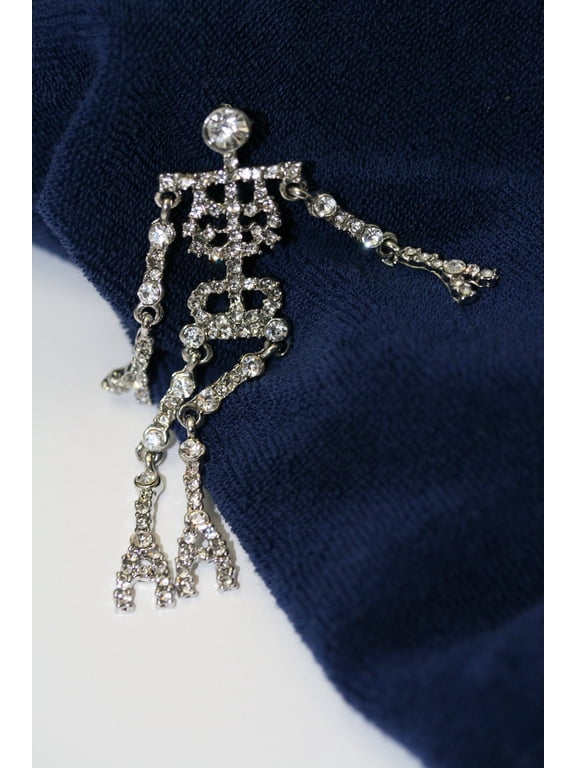 Rhinestone Halloween Skeleton Pin Brooch
