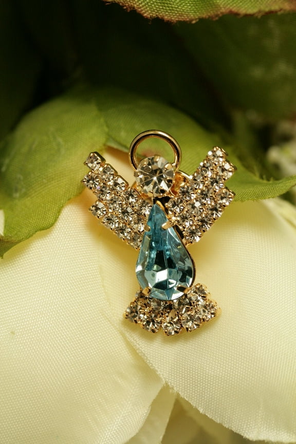 Rhinestone Halo Angel Tac Pin Brooch, Crystal Angel Push pin