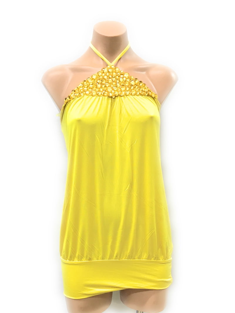 Rhinestone Halter Top - Walmart.com
