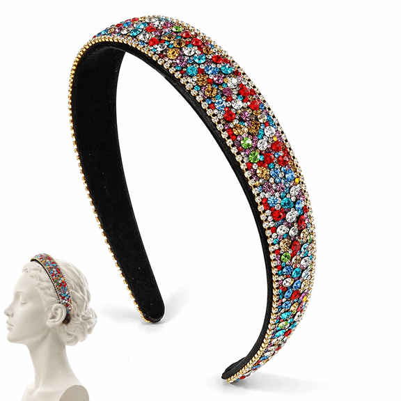 Artrylin Rhinestone Crystal Beaded Headband, Wide Sparkle Hair Band for Women & Girls, Prom Wedding Party Evening Wear Dress Accessory, 1-Pack