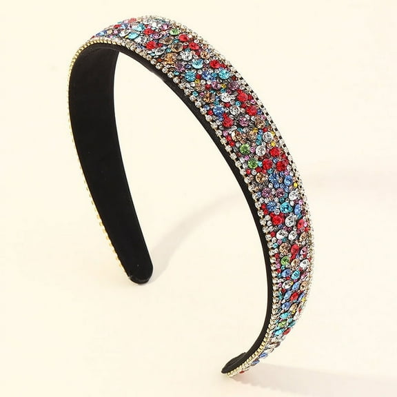 Rhinestone Headband – 1 Pack Crystal Beaded Hair Bands for Women, Wide Sparkle Head Band for Girls