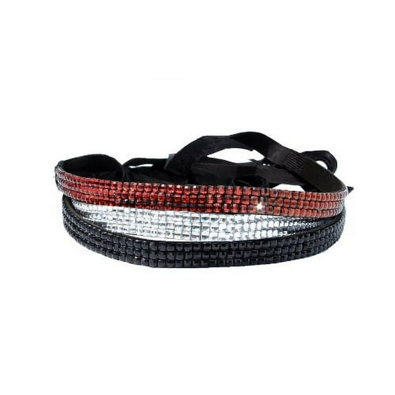 Rhinestone Headband 3 Pack Set | Black, Dark Brown, Crystal Headwrap Tie Back