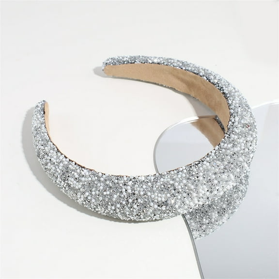 Rhinestone Headband Bling Headband Glitter Thick Padded Hairband Beads Hair Accessories for Women and Girls