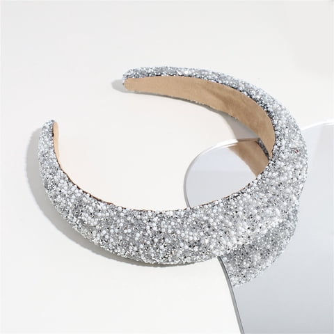 Rhinestone Headband Bling Headband Glitter Thick Padded Hairband Diamond Beads Headband Fashion Mother's Kids Barrettes for Hair Small Hair Barrettes with Clips Rubber Bands for Hair Colorful