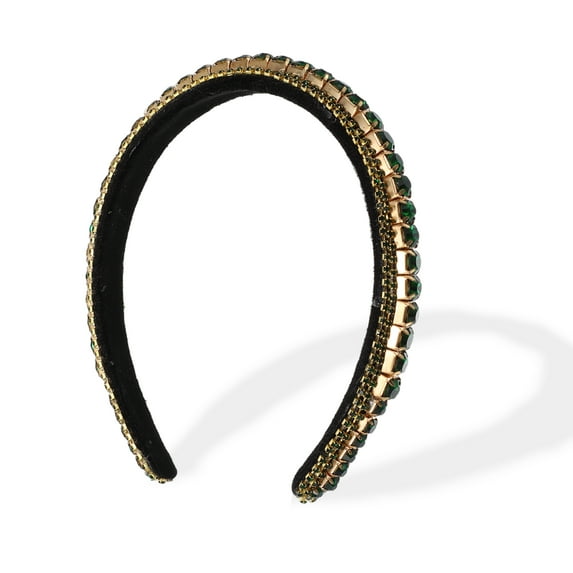 Unique Bargains Rhinestone Headband Decor Hairbands for Women Weddings Daily Wear Birthday Parties Green
