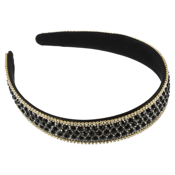 Rhinestone Headband, Rhinestone Headband for Women, Black,1.0 Inch Wide 1Pcs