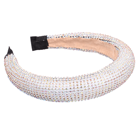 Rhinestone Headband for women Padded Velvet crystal Beaded Wide Hairband Statement Wedding Headpiece Fashion womens headbands