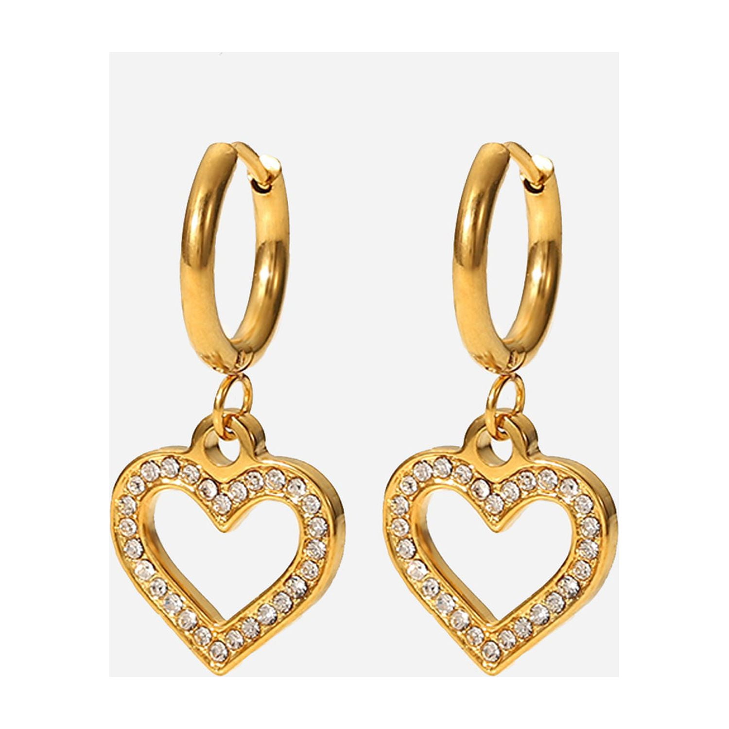 Rhinestone heart 2024 hoop earrings